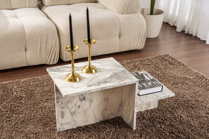 Aucune Mesa de centro Harmony Rectangular Efecto mármol fresia